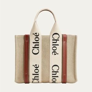 Chloe Woody Mini Eco Linen Tote Bag